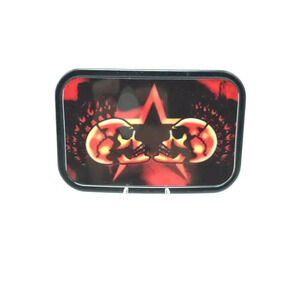Two Skull Belt Buckle Black Red Metal Acrylic Fashion Punk